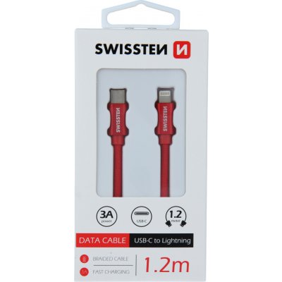 Swissten kabel Textile USB-C/LIGH 1,2m, červená – Zbozi.Blesk.cz