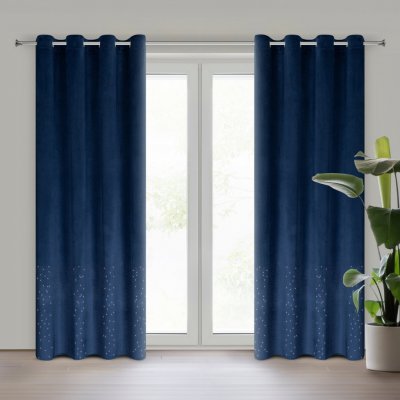 EUROFIRANY ZATEMŇOVACÍ ZÁVĚS NA KROUŽCÍCH ARIADNA 140X250 CM TMAVĚMODRÁ – Sleviste.cz