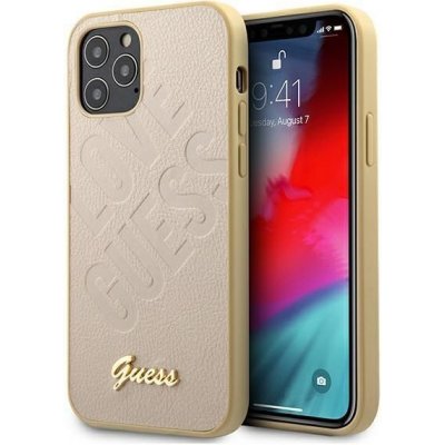 Pouzdro Guess hard silikonové iPhone 12 Pro MAX gold Iridescent Love Script Gold Logo – Zboží Mobilmania