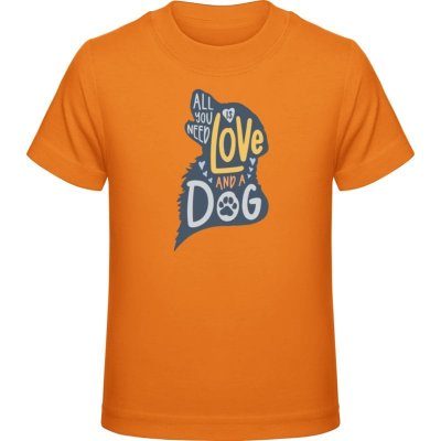 Premium Tričko pro Děti Design Vše co potřebujete je láska a pes Oranžová Dětské – Zboží Mobilmania