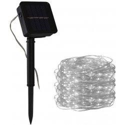 Solar-12 01 Solární vánoční osvětlení flexibilní drát 10 metrů 100x LED čistá bílá