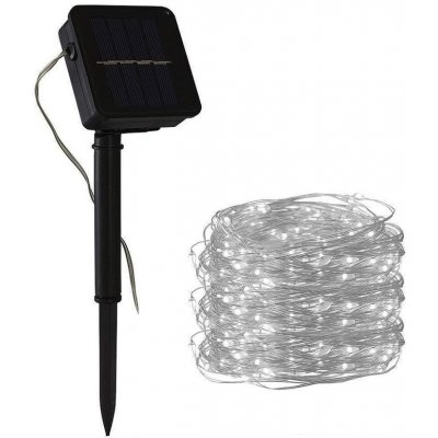 Solar-12 01 Solární vánoční osvětlení flexibilní drát 10 metrů 100x LED čistá bílá – Zboží Mobilmania