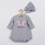Kojenecké šatičky s čepičkou turban New Baby Little Princess šedé – Zboží Mobilmania