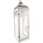 Lucerna dřevo/kov bílá/šedá velká 33x33x97 cm – Sleviste.cz