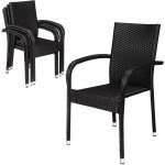 FurniGO Ratanové židle Comfort 4 ks černá – Zboží Dáma