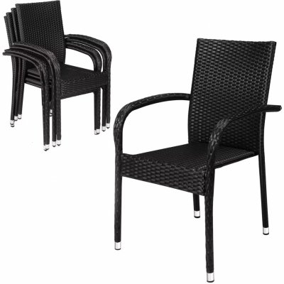 FurniGO Ratanové židle Comfort 4 ks černá – Zboží Dáma