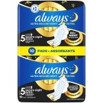 Always Hygienické Vložky Ultra Secure Night Extra Velikost 5 Křidélka 10 ks – Zboží Dáma
