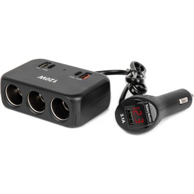 Prodlužovací zásuvka 2x USB-A 1x USB-C QC4.0 12/24V 120W 80cm AMiO-04366 – Zboží Živě