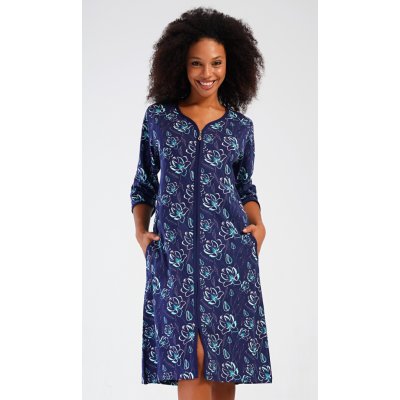 Dámské domácí šaty s tříčtvrtečním rukávem Lekníny tmavě modrá – Zboží Dáma Dámské domácí šaty s tříčtvrtečním rukávem Lekníny tmavě modrá – Zboží Dáma