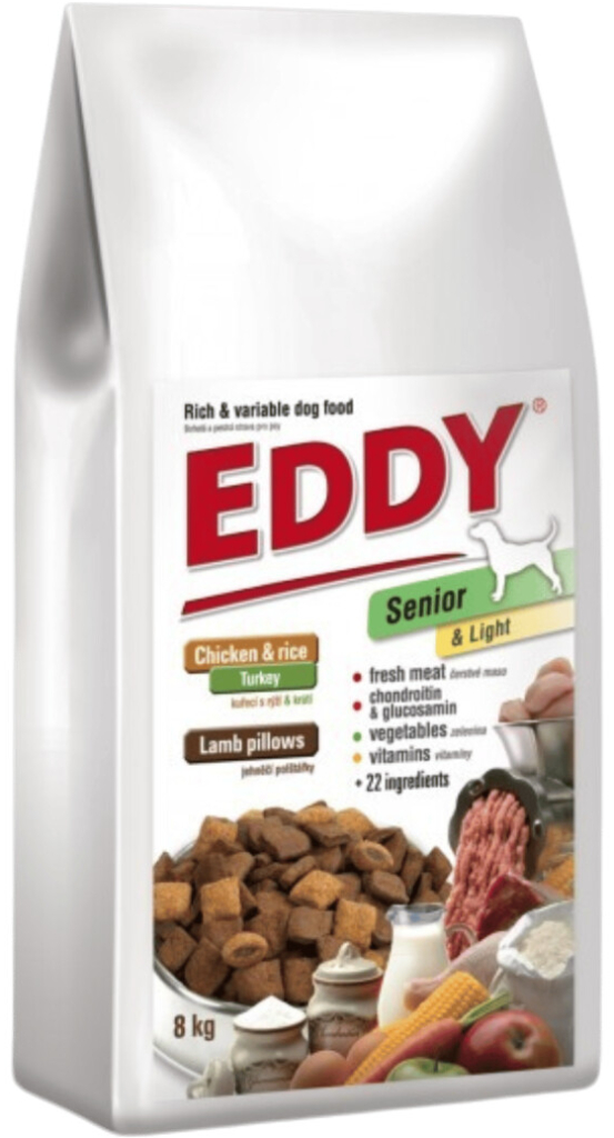 EDDY Senior & Light Breed s polštářky s jehněčím 8 kg