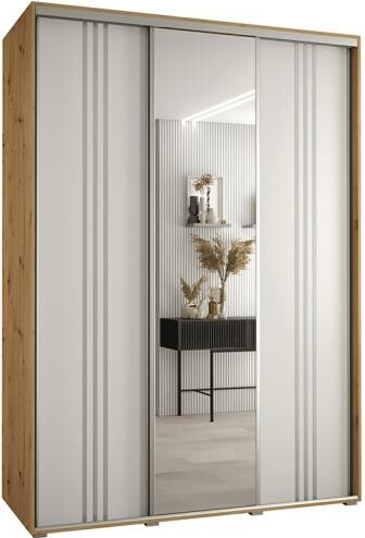 DobreSny DAVOS 7 se zrcadlem 180 x 235 x 45 cm DUB Artisan / bílá / stříbrné