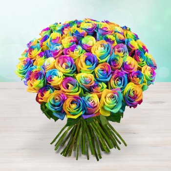 Rozvoz květin: Duhové luxusní růže - 60cm (L) - cena za 1ks - Černošice