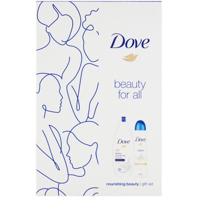 Dove Nourishing Beauty sprchový gel Deeply Nourishing 250 ml + antiperspirant sprej Original 150 ml dárková sada – Zbozi.Blesk.cz