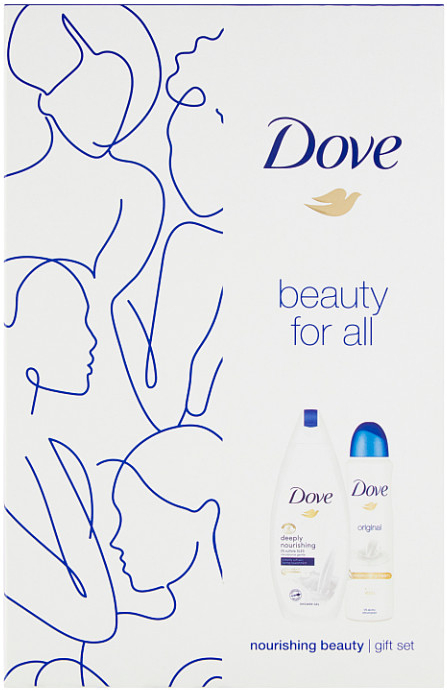 Dove Nourishing Beauty sprchový gel Deeply Nourishing 250 ml + antiperspirant sprej Original 150 ml dárková sada