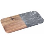Kinvara Servírovácí prkénko, mramur a dřevo, 38 x 18 cm, šedá černá – Zboží Dáma