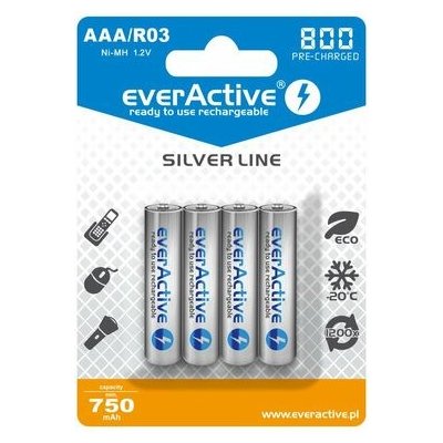 EverActive Silver Line AAA 800 mAh 4ks EVHRL03-800 – Zbozi.Blesk.cz