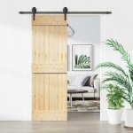 vidaXL Posuvné dveře Přírodní a černá 70 x 210 cm – Zboží Mobilmania