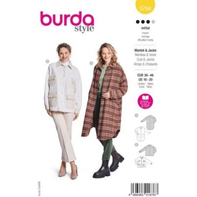 Střih Burda 5794 na dámský kabát a kabátek – Zboží Dáma