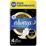 Always Ultra Secure Night Hygienické vložky s křidélky 24 ks – Zboží Mobilmania