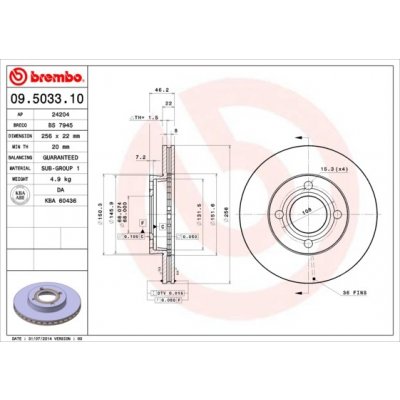 BREMBO Brzdový kotouč 09.5033.10 – Sleviste.cz