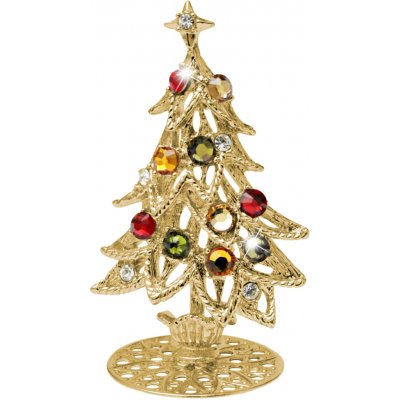 JSB bijoux Zlatý stojan z bižuterní slitiny vánoční strom s mixem krystalů Swarovski Multi – Hledejceny.cz