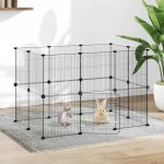 vidaXL 20panelová ohrádka pro zvířata s dvířky černá 35 x 35 cm ocel – Zboží Dáma