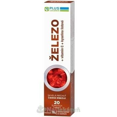 Plus Lékárna Železo + vitamín C + kyselina listová šumivé tablet s příchutí černý rybíz 20 ks – Hledejceny.cz