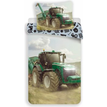 Jerry Fabrics povlečení bavlna fototisk Traktor green 140x200 70x90