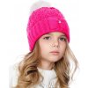 Dětská čepice Marhatter Dívčí pletená čepice 9480 jasně růžová/šedá