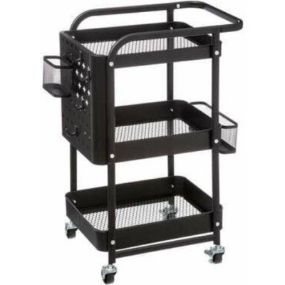 Perfo černý kovový kuchyňský vozík na kolečkách se třemi policemi do moderní kuchyně 5five – Zboží Dáma
