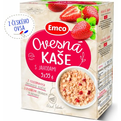Emco Ovesná kaše s jahodami 5 x 55 g – Zbozi.Blesk.cz