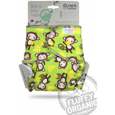 Petit Lulu Maxi/Noční plenka Fluffy Organic PAT Monkey Business