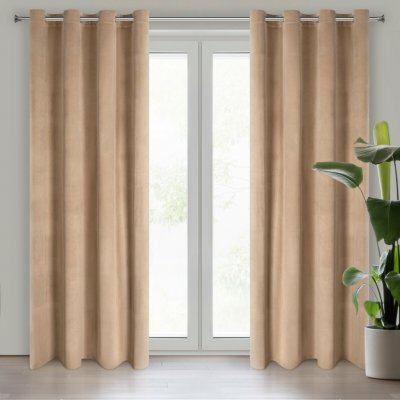 Design 91 ZATEMŇOVACÍ ZÁVĚS NA KROUŽCÍCH ROSA 140X250 CM TMAVĚBÉŽOVÁ – Hledejceny.cz