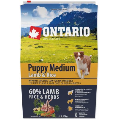 ONTARIO Puppy Medium Lamb & Rice, 2,25 kg