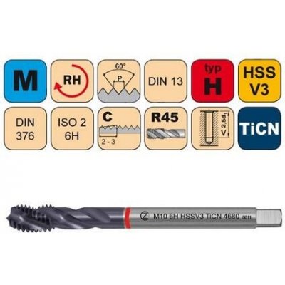 NÁSTROJE CZ Závitník strojní M14x2 ISO2 HSSV3 TiCN DIN 376 RSP40 - 4680 - CZZ4680-M14-ISO2 – Hledejceny.cz