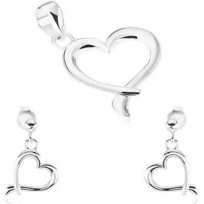 Šperky eshop sada ze stříbra náušnice přívěsek obrys srdce s překříženými liniemi SP73.22 – Sleviste.cz