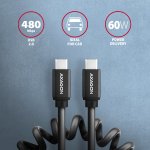 Axagon BUCM-CM10AB HQ USB-C USB-C, USB 2.0, PD 60W 3A, ALU, oplet, 1m, černý – Zboží Mobilmania