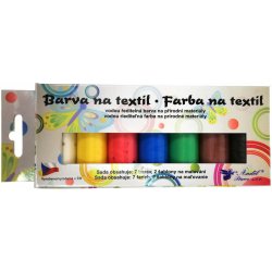 Kreativ Colour Barvy na textil světlý materiál klasik sada 7 barev 20 g + 2 šablony 6,5 x 2 cm