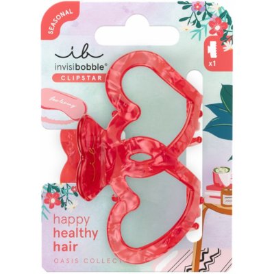 Skřipec do vlasů Invisibobble Clipstar M Oasis Lovers Nest - červeno-růžový – Hledejceny.cz