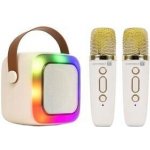 CONNECT IT 2Mic bezdrátový mini party karaoke reproduktor + 2 x mikrofon BÉŽOVÝ – Zboží Mobilmania