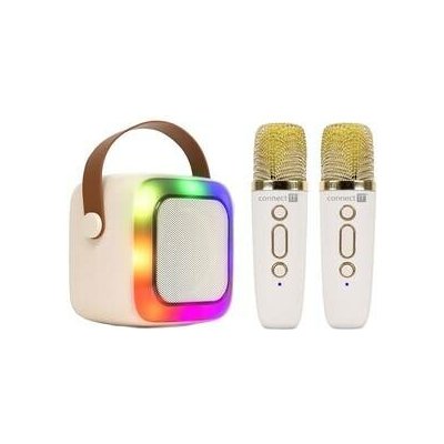 CONNECT IT 2Mic bezdrátový mini party karaoke reproduktor + 2 x mikrofon BÉŽOVÝ – Zboží Mobilmania