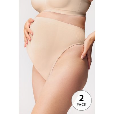 Hanna Style 2PACK těhotenská tanga Hanna antibakteriální béžová – Zboží Mobilmania