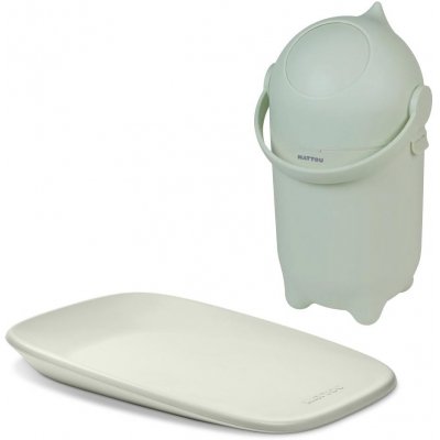 Nattou Koš na pleny Dropy a přebalovací podložka Softy Green 50x70 cm – Zboží Mobilmania