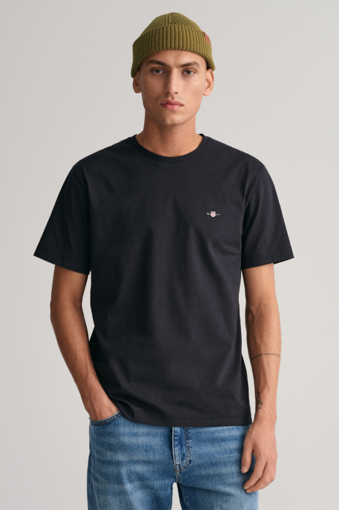 Gant tričko REG SHIELD SS T-SHIRT černá