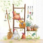 Ambiente Europe BV Ubrousek 33x33cm Jarní úklid v kurníku – Sleviste.cz