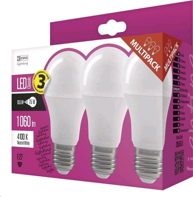 Emos LED žárovka Classic A60 E27 10,7 W 75 W 1 060 lm neutrální bílá