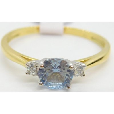 Klenoty Budín Dámský zásnubní prsten z bílého a žlutého zlata s modrým topazem HK1118