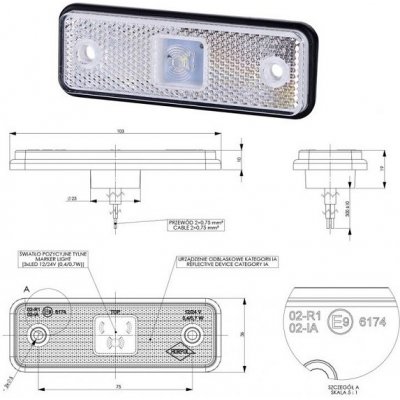 Svítilna poziční 12v/24v 0,4/0,7w led s odrazkou, bílá, gumová podložka, kabel 0,3m 0215321_A, , , – Hledejceny.cz