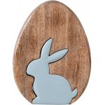 Dekorace dřevo, smalt 150x35x200 mm vajíčko se zajícem na postavení, přírodní, modrá – Hledejceny.cz