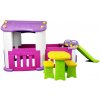 Hrací domeček Lean Toys Zahradní domek se stolečkem +lavice,skluzavka